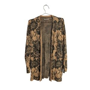 Soft Surroundings Desert Rose Peach Dreams Open Front Floral Cardigan Small